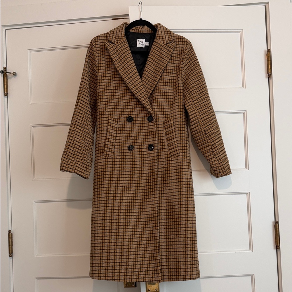 Princess Polly Brown Checkered Trench Coat